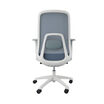 back shot of ascent chair in steel blue in a white background